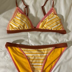Yellow and Pink striped bikini